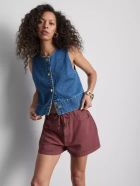 Lässige Shorts aus Baumwolle mit Kordelzug und Perlenverzierung
