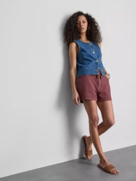 Lässige Shorts aus Baumwolle mit Kordelzug und Perlenverzierung