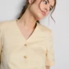 Maßgeschneiderter Kurzarm-Blazer aus Baumwollmischung Maßgeschneiderter Kurzarm-Blazer aus Baumwollmischung