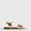 Metallic-Sandalen mit Lasercut-Design