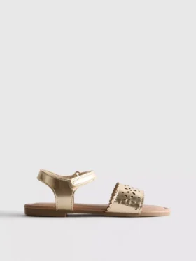 Metallic-Sandalen mit Lasercut-Design