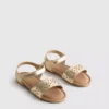Metallic-Sandalen mit Lasercut-Design