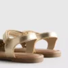 Metallic-Sandalen mit Lasercut-Design