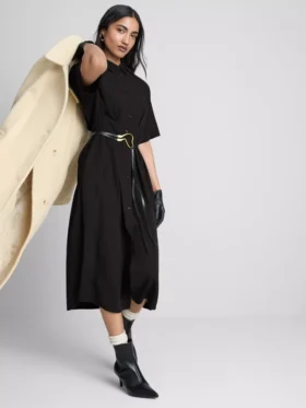 Midi-Hemd-Kleid