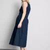 Midi-Kleid aus Baumwoll-Denim mit tief sitzender Taille Midi-Kleid aus Baumwoll-Denim mit tief sitzender Taille