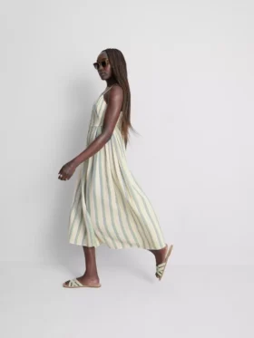 Midi-Kleid aus Baumwolle mit Knopfleiste