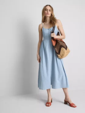 Midi-Kleid aus Baumwolle mit Knopfleiste