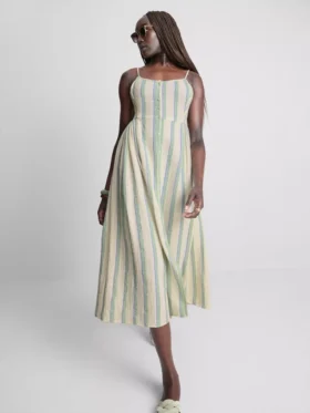 Midi-Kleid aus Baumwolle mit Knopfleiste