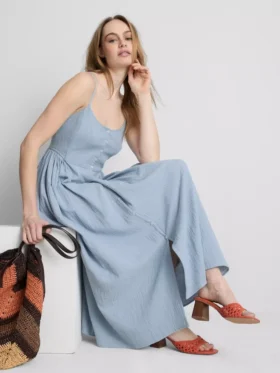 Midi-Kleid aus Baumwolle mit Knopfleiste