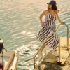 Midi-Kleid aus Baumwolle mit Trägern im Korsettstil Midi-Kleid aus Baumwolle mit Trägern im Korsettstil