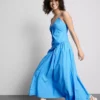 Midi-Kleid aus Baumwolle mit Trägern im Korsettstil Midi-Kleid aus Baumwolle mit Trägern im Korsettstil