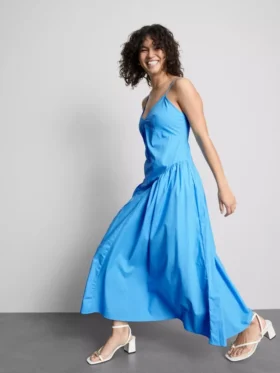 Midi-Kleid aus Baumwolle mit Trägern im Korsettstil