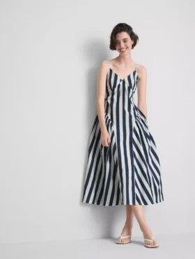 Midi-Kleid aus Baumwolle mit Trägern im Korsettstil