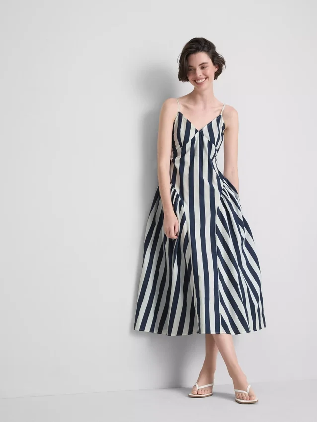 Midi-Kleid aus Baumwolle mit Trägern im Korsettstil Midi-Kleid aus Baumwolle mit Trägern im Korsettstil