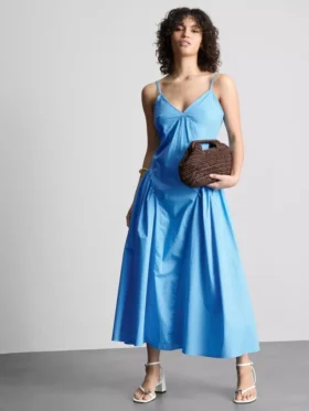 Midi-Kleid aus Baumwolle mit Trägern im Korsettstil