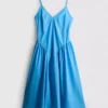Midi-Kleid aus Baumwolle mit Trägern im Korsettstil Midi-Kleid aus Baumwolle mit Trägern im Korsettstil