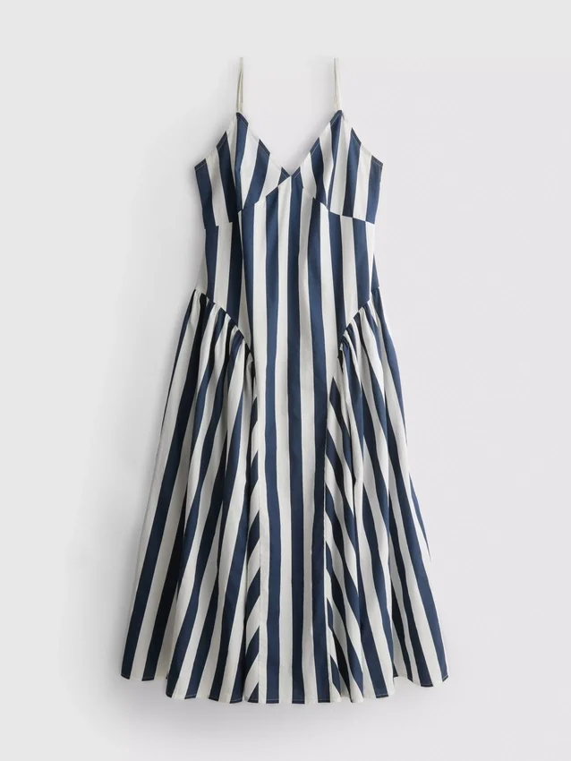 Midi-Kleid aus Baumwolle mit Trägern im Korsettstil Midi-Kleid aus Baumwolle mit Trägern im Korsettstil