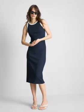 Midi-Kleid mit geripptem integrierten BH