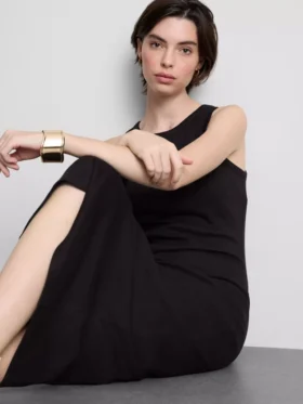 Midi-Kleid mit geripptem integrierten BH