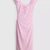 Midi-Kleid mit Herzausschnitt und Crinkle-Optik Midi-Kleid mit Herzausschnitt und Crinkle-Optik