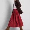 Midi-Rock aus Baumwoll-Popeline mit tiefem Taillenbund Midi-Rock aus Baumwoll-Popeline mit tiefem Taillenbund
