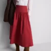 Midi-Rock aus Baumwoll-Popeline mit tiefem Taillenbund Midi-Rock aus Baumwoll-Popeline mit tiefem Taillenbund