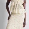 Midi-Rock aus Baumwollmischung mit strukturiertem Blumenmuster Midi-Rock aus Baumwollmischung mit strukturiertem Blumenmuster