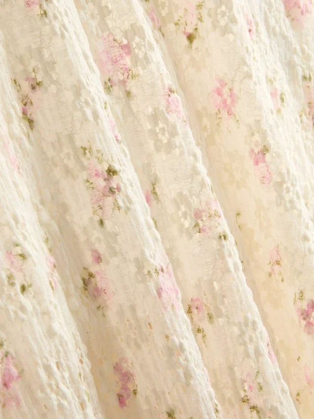 Midi-Rock aus Baumwollmischung mit strukturiertem Blumenmuster Midi-Rock aus Baumwollmischung mit strukturiertem Blumenmuster