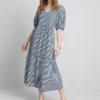 Midi-Smockkleid aus Baumwoll-Seersucker Midi-Smockkleid aus Baumwoll-Seersucker