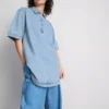 Mini-Etuikleid aus Baumwoll-Denim mit Kragen