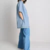Mini-Etuikleid aus Baumwoll-Denim mit Kragen