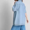 Mini-Etuikleid aus Baumwoll-Denim mit Kragen