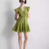 Mini-Kleid aus Baumwolle mit Lochstickerei und Rüschen Mini-Kleid aus Baumwolle mit Lochstickerei und Rüschen