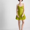 Mini-Kleid aus Popeline mit Rüschen und Trägern Mini-Kleid aus Popeline mit Rüschen und Trägern