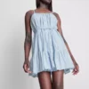 Mini-Kleid aus Popeline mit Rüschen und Trägern Mini-Kleid aus Popeline mit Rüschen und Trägern