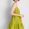 Mini-Kleid aus Popeline mit Rüschen und Trägern Mini-Kleid aus Popeline mit Rüschen und Trägern