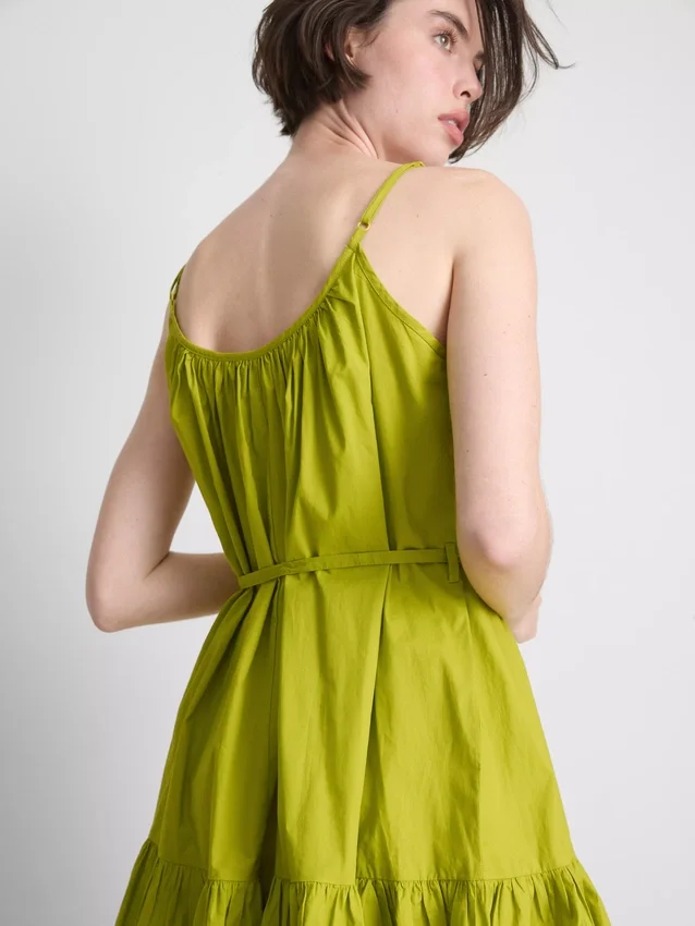 Mini-Kleid aus Popeline mit Rüschen und Trägern Mini-Kleid aus Popeline mit Rüschen und Trägern