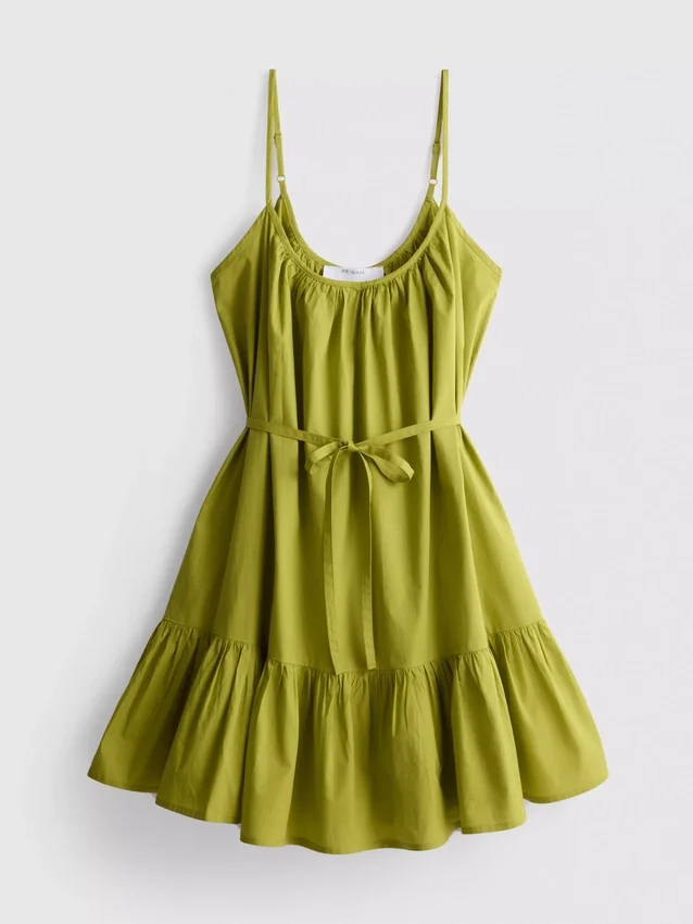 Mini-Kleid aus Popeline mit Rüschen und Trägern Mini-Kleid aus Popeline mit Rüschen und Trägern