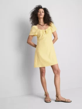 Mini-Kleid mit gekräuselten Flügelärmeln