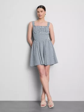 Mini-Korsett-Kleid mit Gingham-Muster