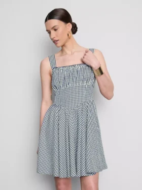 Mini-Korsett-Kleid mit Gingham-Muster