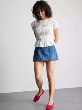 Mini-Skort aus Baumwoll-Denim