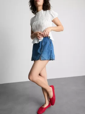Mini-Skort aus Baumwoll-Denim