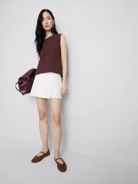 Mini-Skort aus Leinenmischung mit seitlichen Bindebändern