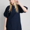 Minikleid aus Baumwoll-Denim mit Puffärmeln Minikleid aus Baumwoll-Denim mit Puffärmeln