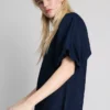 Minikleid aus Baumwoll-Denim mit Puffärmeln Minikleid aus Baumwoll-Denim mit Puffärmeln