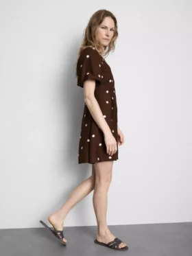 Minikleid mit Knopfleiste und Puffärmeln