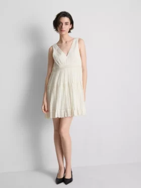 Minikleid mit V-Ausschnitt aus Crinkle-Stoff