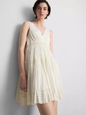 Minikleid mit V-Ausschnitt aus Crinkle-Stoff