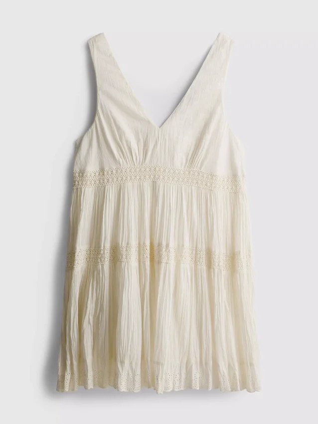 Minikleid mit V-Ausschnitt aus Crinkle-Stoff Minikleid mit V-Ausschnitt aus Crinkle-Stoff